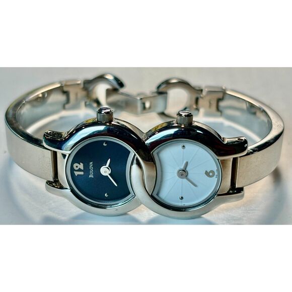 Rare Vintage Bulova Yin-Yang Dual Dial Bracelet Watch (Model 96L28)